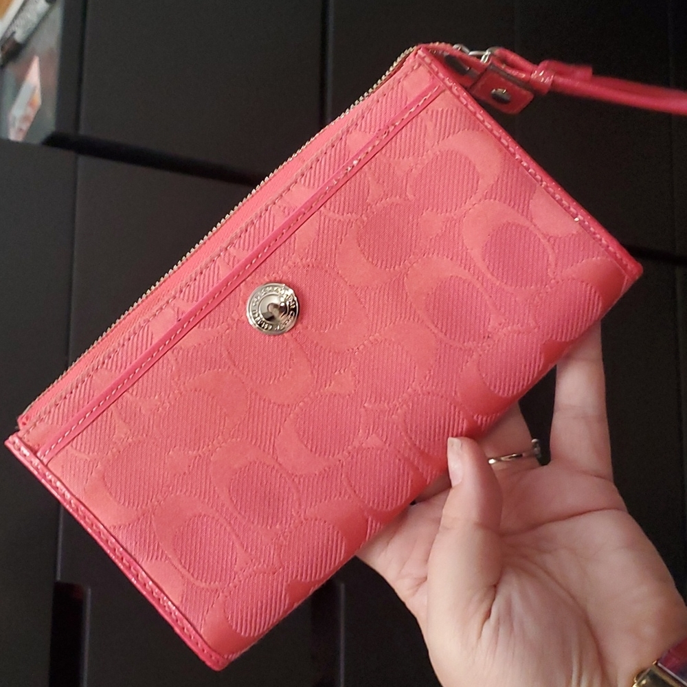 Coach pink signature wristlet